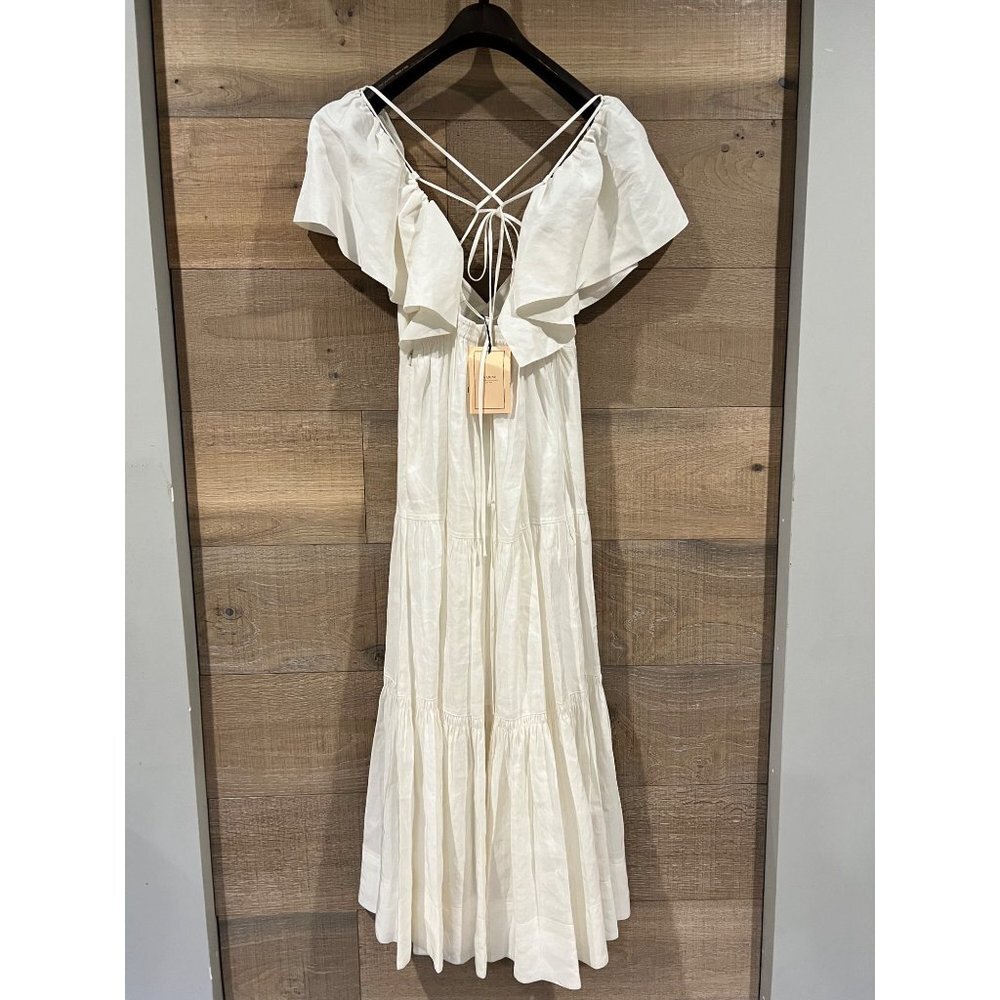 NWT La Ligne Stella ivory linen maxi dress size L - Picture 7 of 10